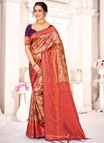 Kanjivaram Silk Purple Festival Wear Weaving Saree